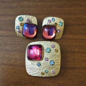 Vintage Gold and Pink Jewelry Set